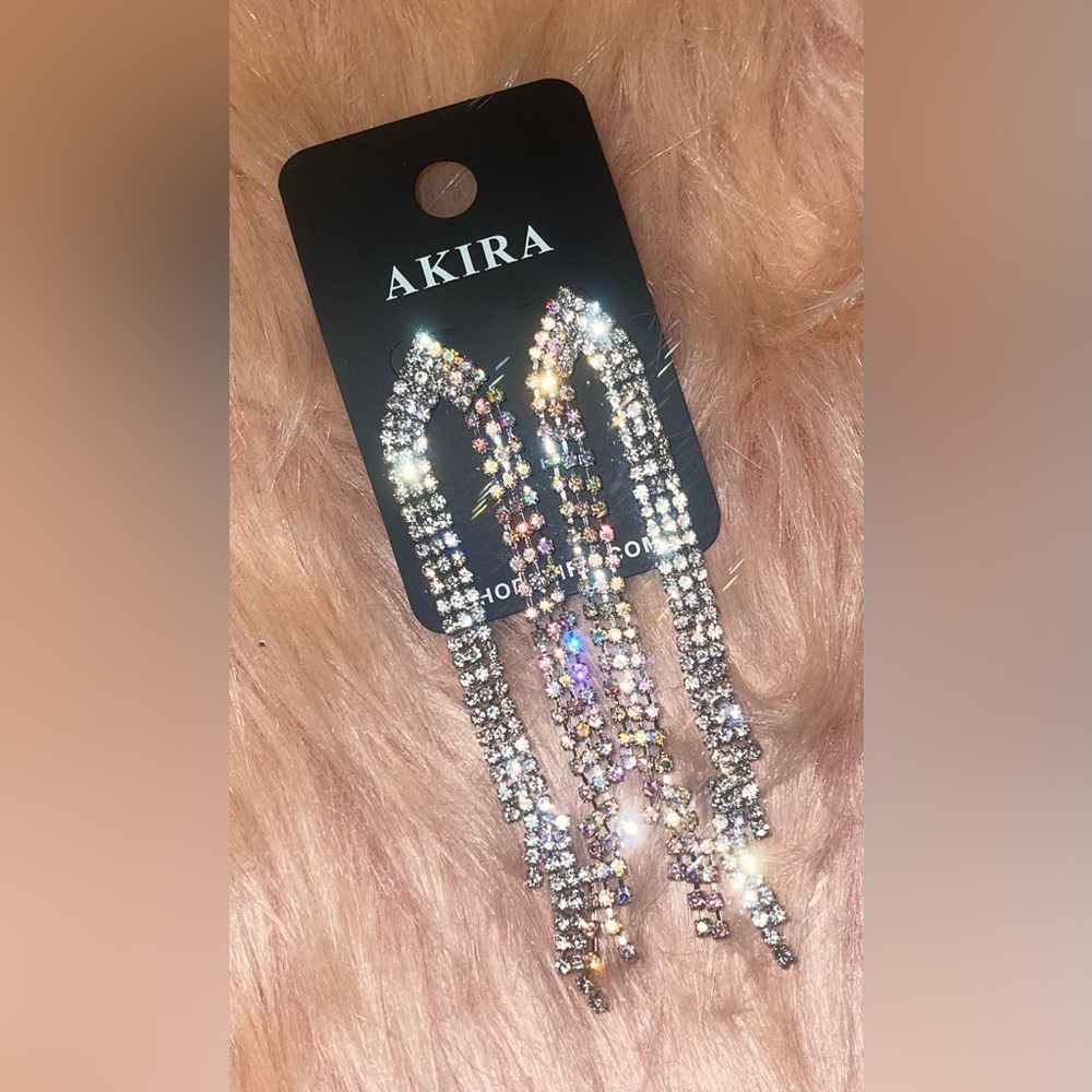 AKIRA Sparkling Silver Rhinestone Earrings